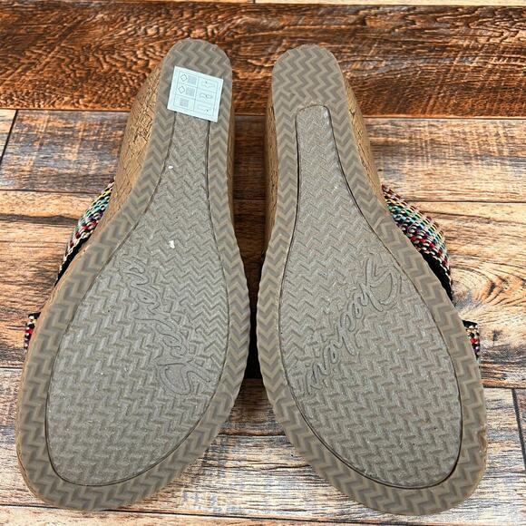 Skechers Beverlee Delighted Cork Wedge Sandal Women's 8.5 Strappy Rainbow Shoe - Picture 8 of 9